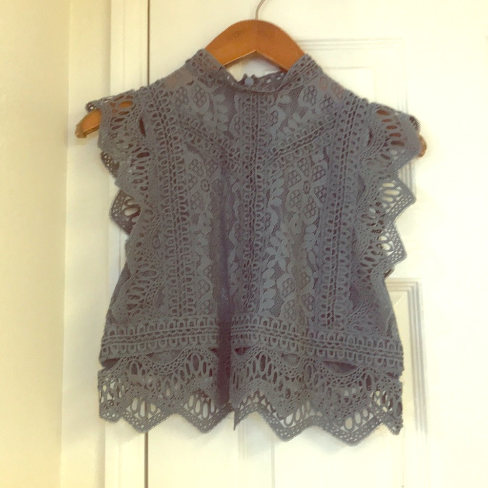 Blue lace crop top